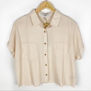 Thread & Supply Large Cropped Button Down Top